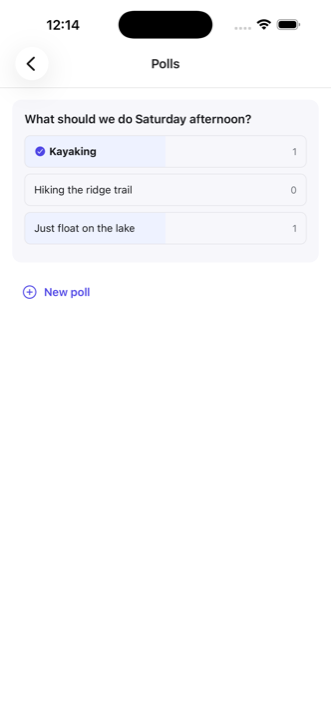 Poll screen in Nestfull
